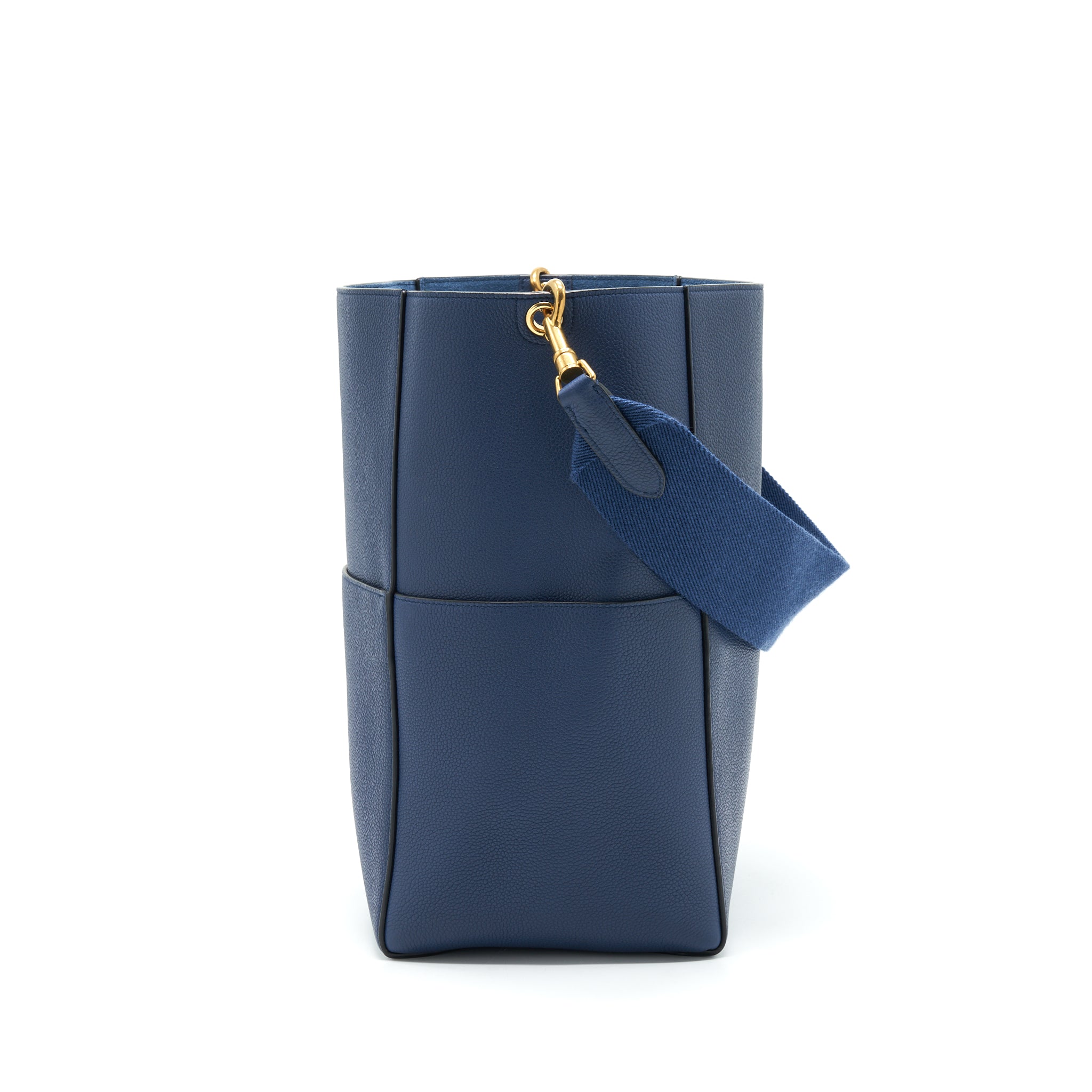 CELINE SANGLE BUCKET BAG NAVY GHW NEW LOGO