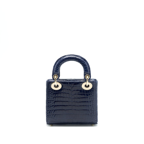 CHRISTIAN DIOR MINI LADY DIOR ALLIGATOR OIL BLUE LGHW