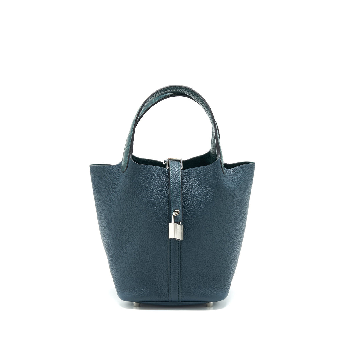 HERMES PICOTIN 18 TOUCH BAG WITH ALLIGATOR HANDLE VERT CYPRES SHW