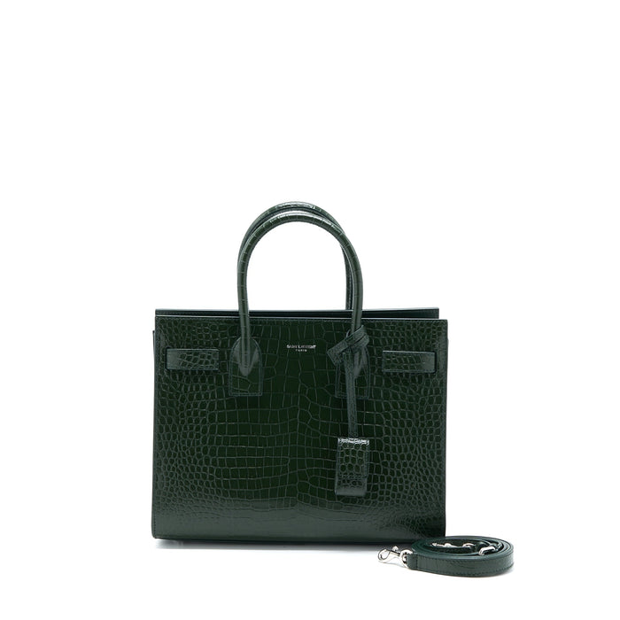 SAINT LAURENT BABY SAC DE JOUR CROC EMBOSSED DARK GREEN SHW