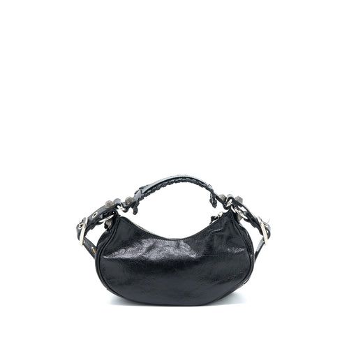 BALENCIAGA LE CAGOLE XS SHOULDER BAG ARENA LAMBSKIN BLACK SHW