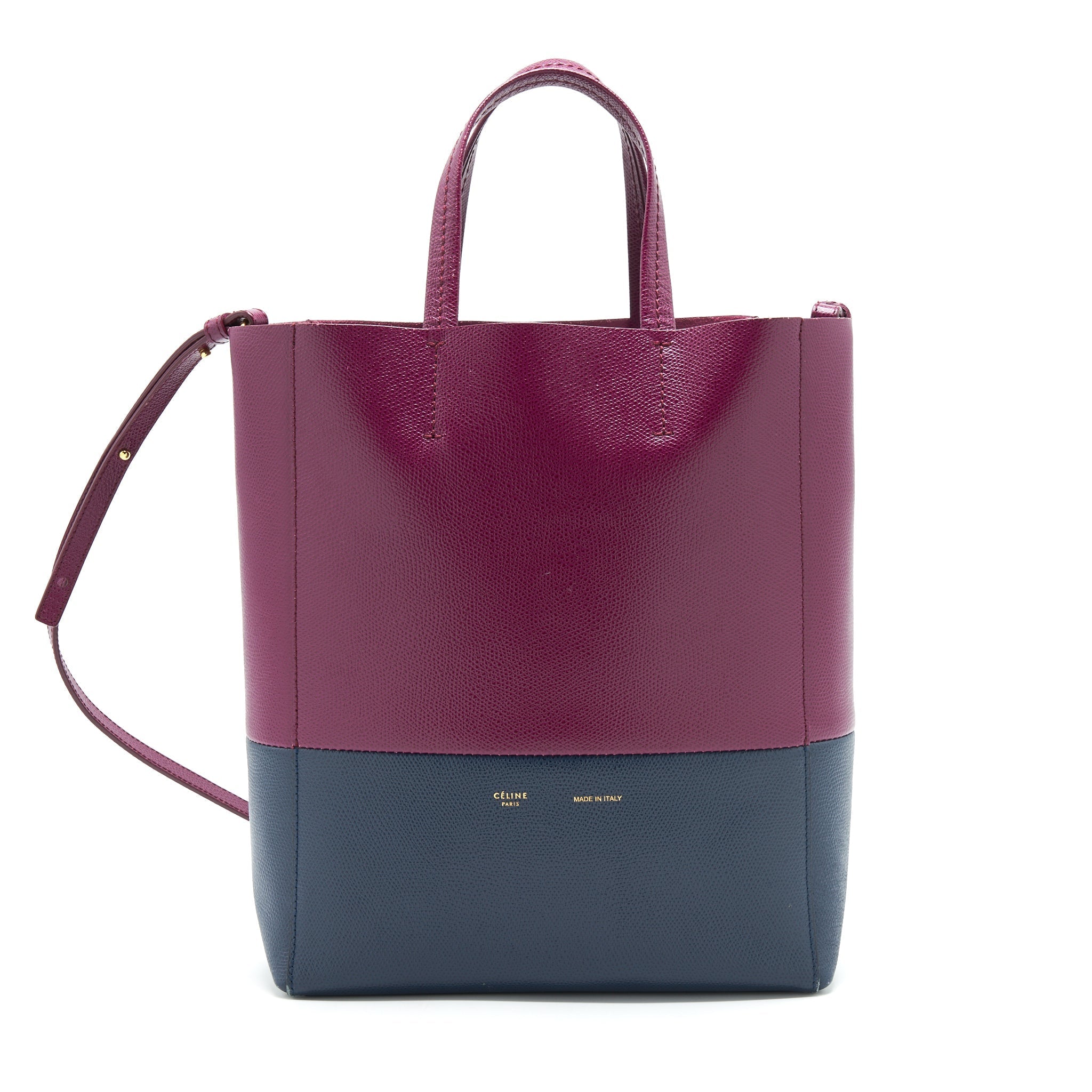 CELINE SMALL VERTICAL CABAS BAG PLUM/STEEL BLUE