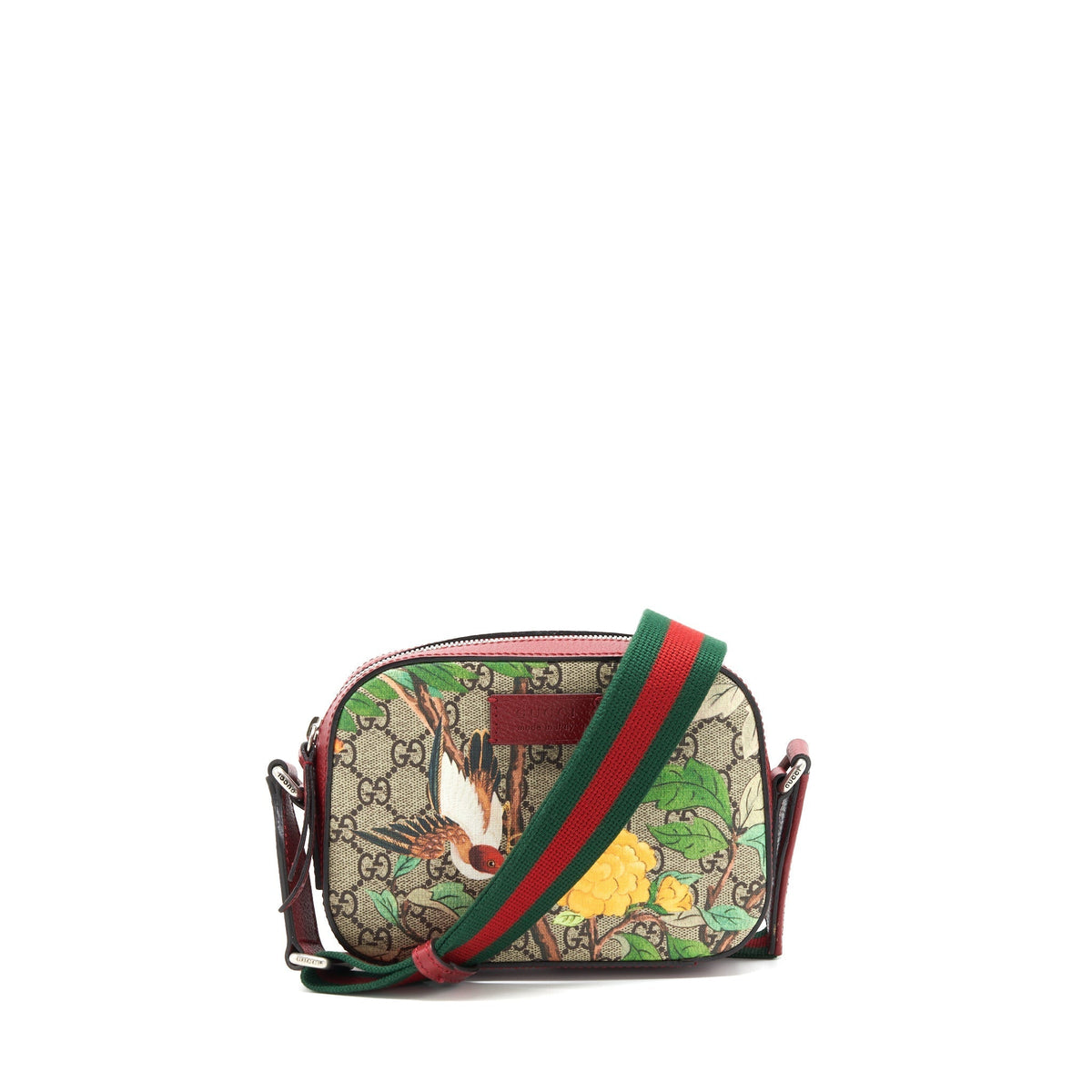 GUCCI PRINTED SUPREME CANVAS CAMERA BAG RED