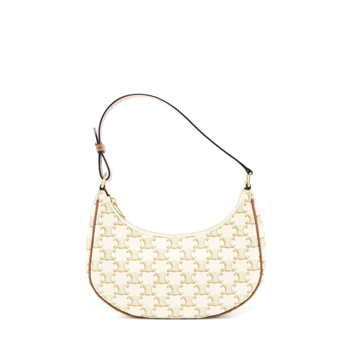 CELINE AVA BAG IN TRIOMPHE CANVAS AND CALFSKIN WHITE