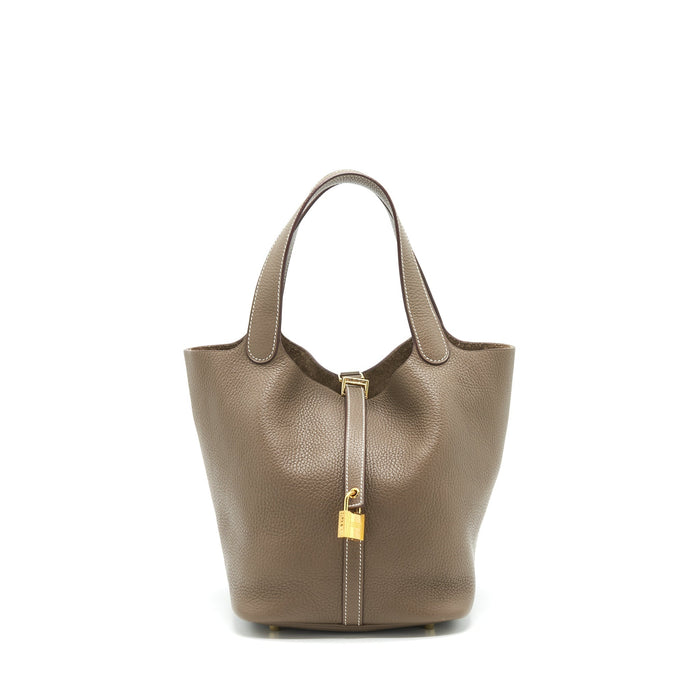 HERMES PICOTIN 22 LOCK BAG ETOUPE GHW