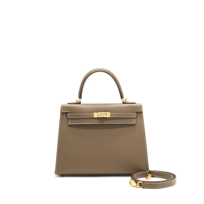 HERMES KELLY 25 SELLIER ETOUPE GHW