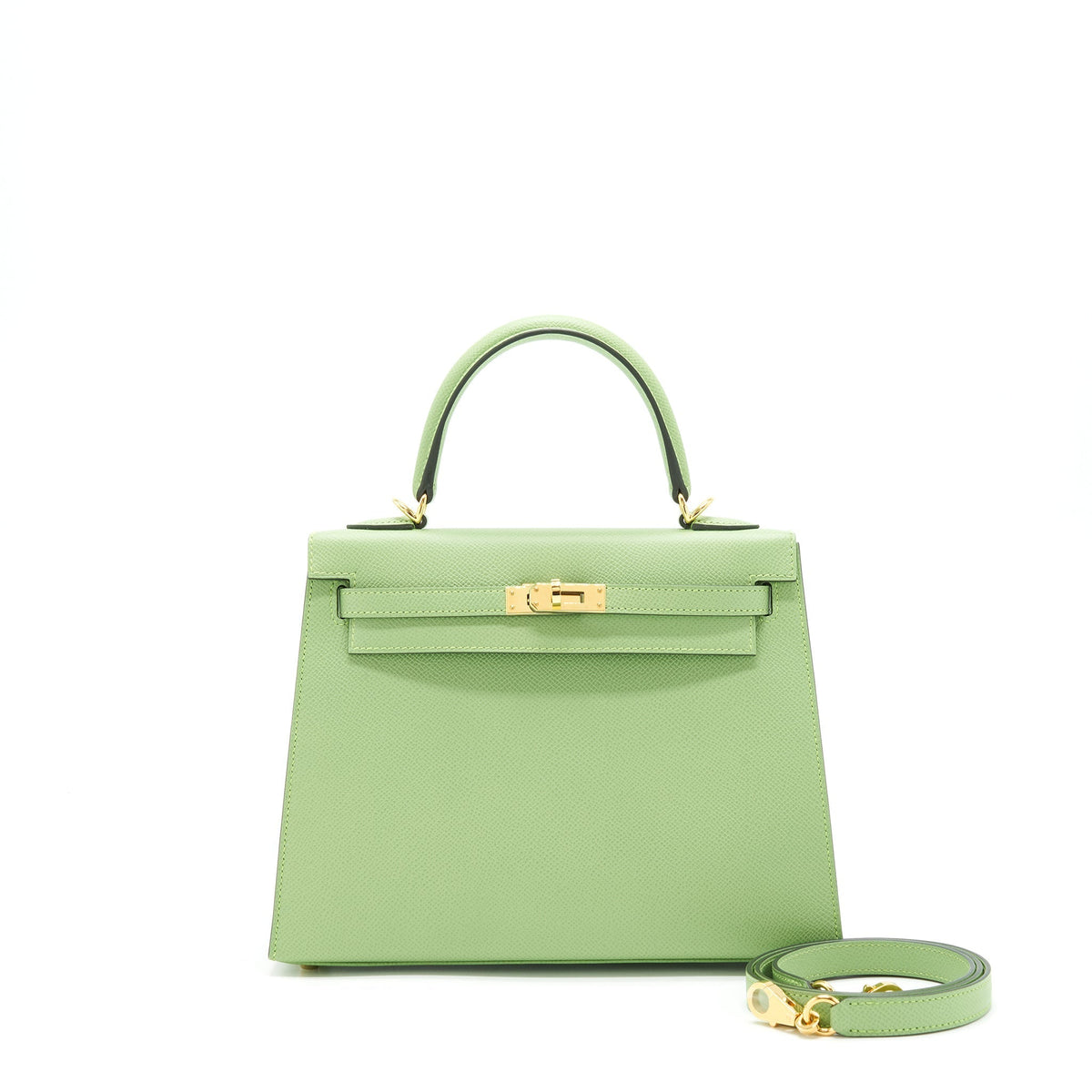 HERMES KELLY 25 SELLIER EPSOM VERT CRIQUET GHW