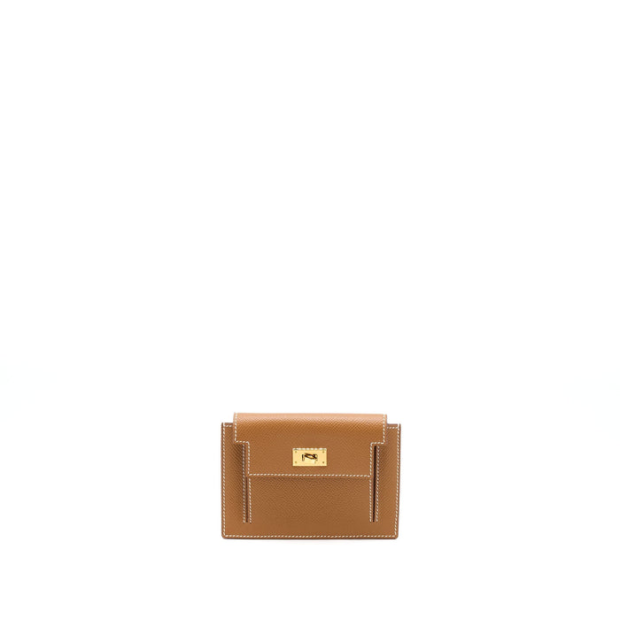 HERMES KELLY POCKET COMPACT EPSOM GOLD GHW