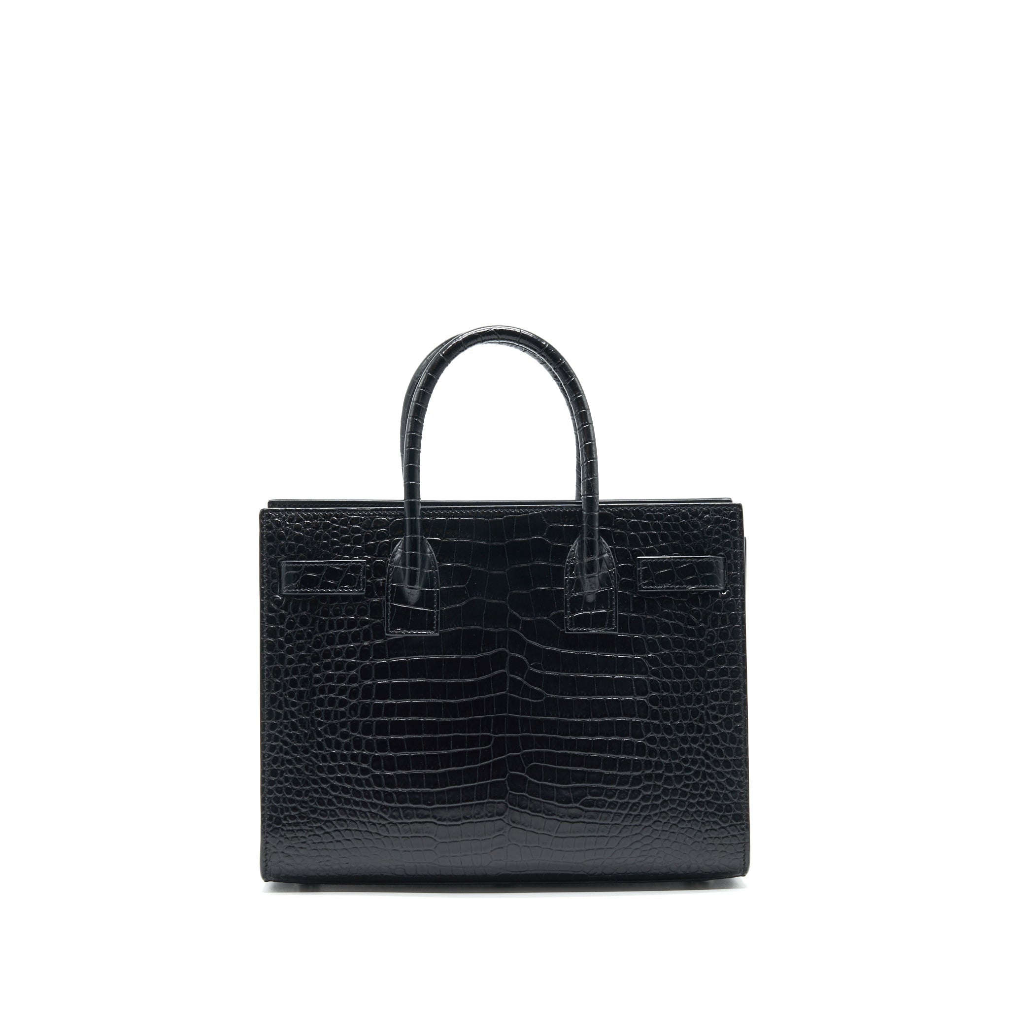SAINT LAURENT SAC DE JOUR BABY IN CROC EMBOSSED LEATHER BLACK SHW