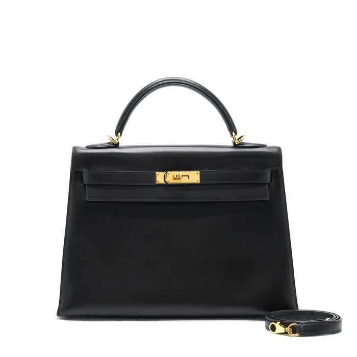 HERMES KELLY 32 BOX LEATHER BLACK GHW