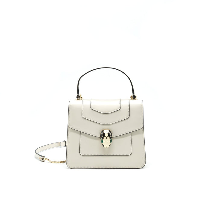 BVLGARI SERPENTI FOREVER CROSSBODY BAG WITH HANDLE WHITE