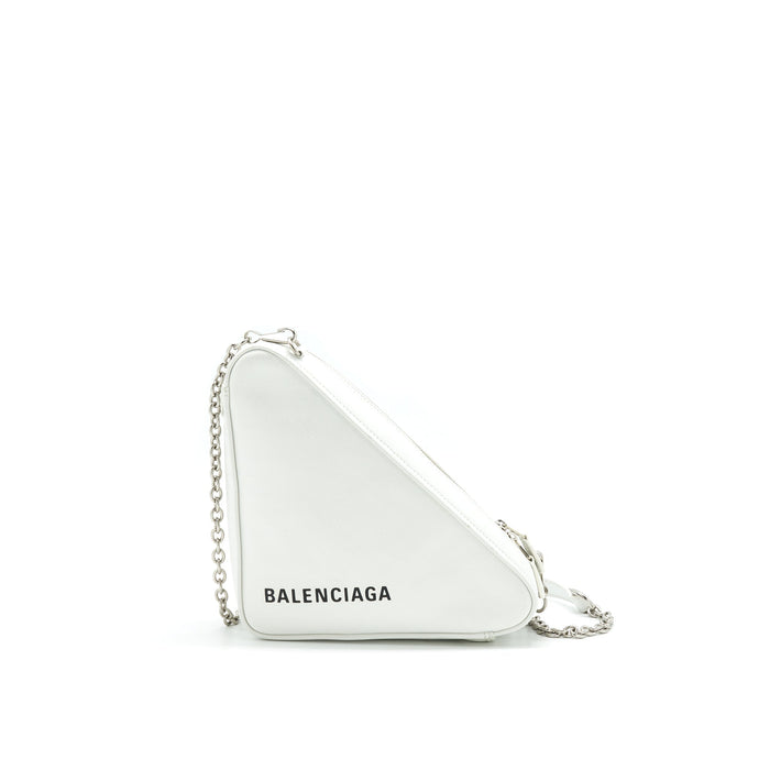 BALENCIAGA TRIANGLE MINI CHAIN CROSSBODY BAG WHITE