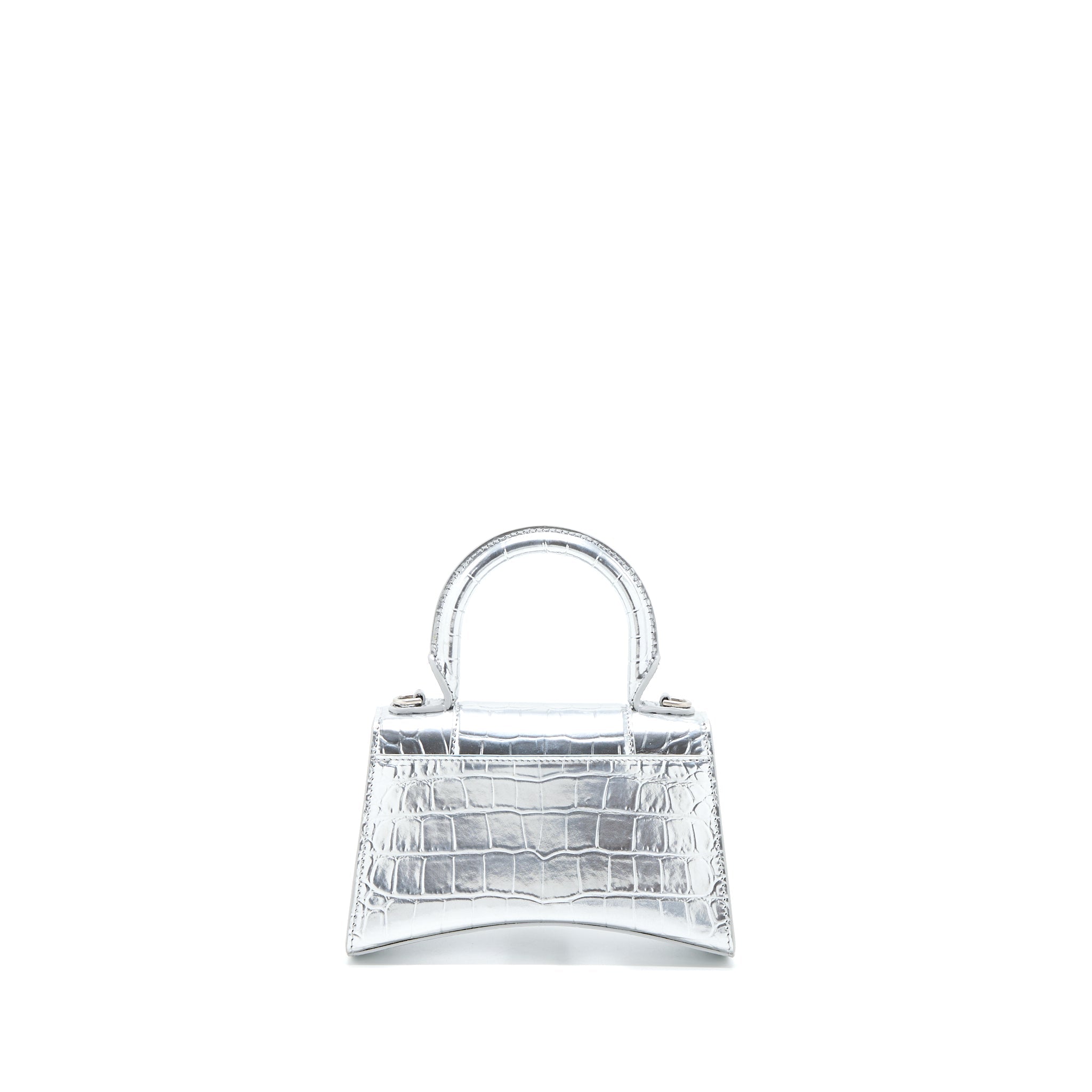 BALENCIAGA HOURGLASS XS EMBOSSED CALFSKIN SILVER SHW