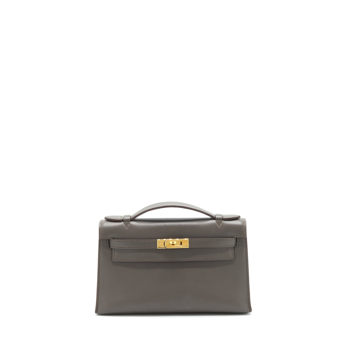 HERMES KELLY POCHETTE SWIFT 8F GRIS ETAIN GHW