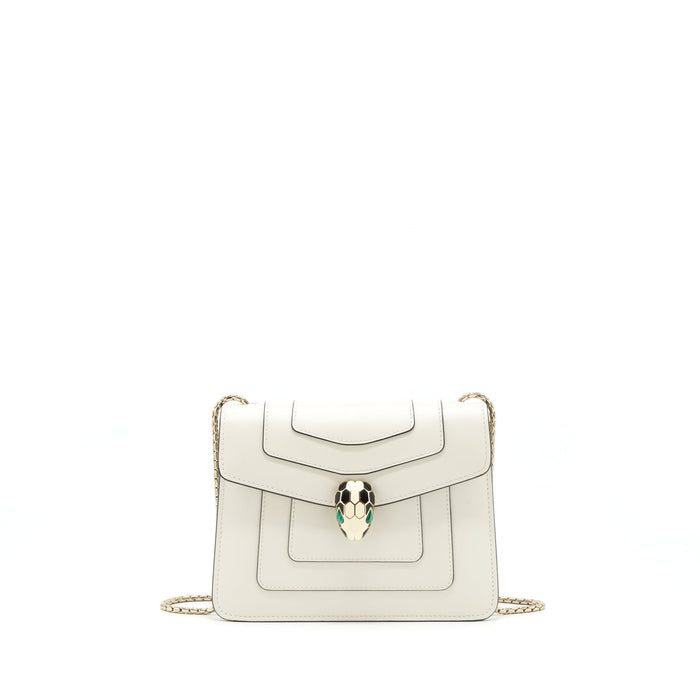 BVLGARI SERPENTI CROSS BODY BAG WHITE