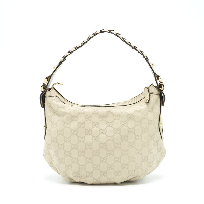 GUCCI GG SUPREME PRINT BAG LIGHT GREY GHW