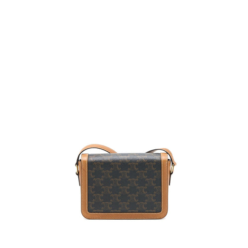 CELINE TEEN TRIOMPHE BAG IN TRIOMPHE CANVAS / NATURE CALFSKIN GHW