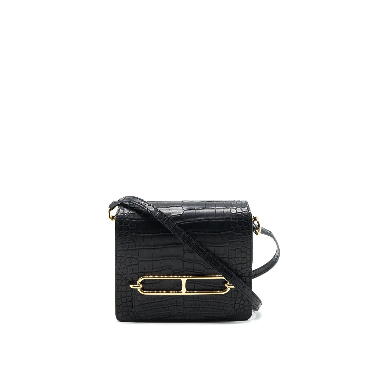 HERMES MINI ROULIS ALLIGATOR MISSISSIPPIESIS MAT 89 BLACK GHW