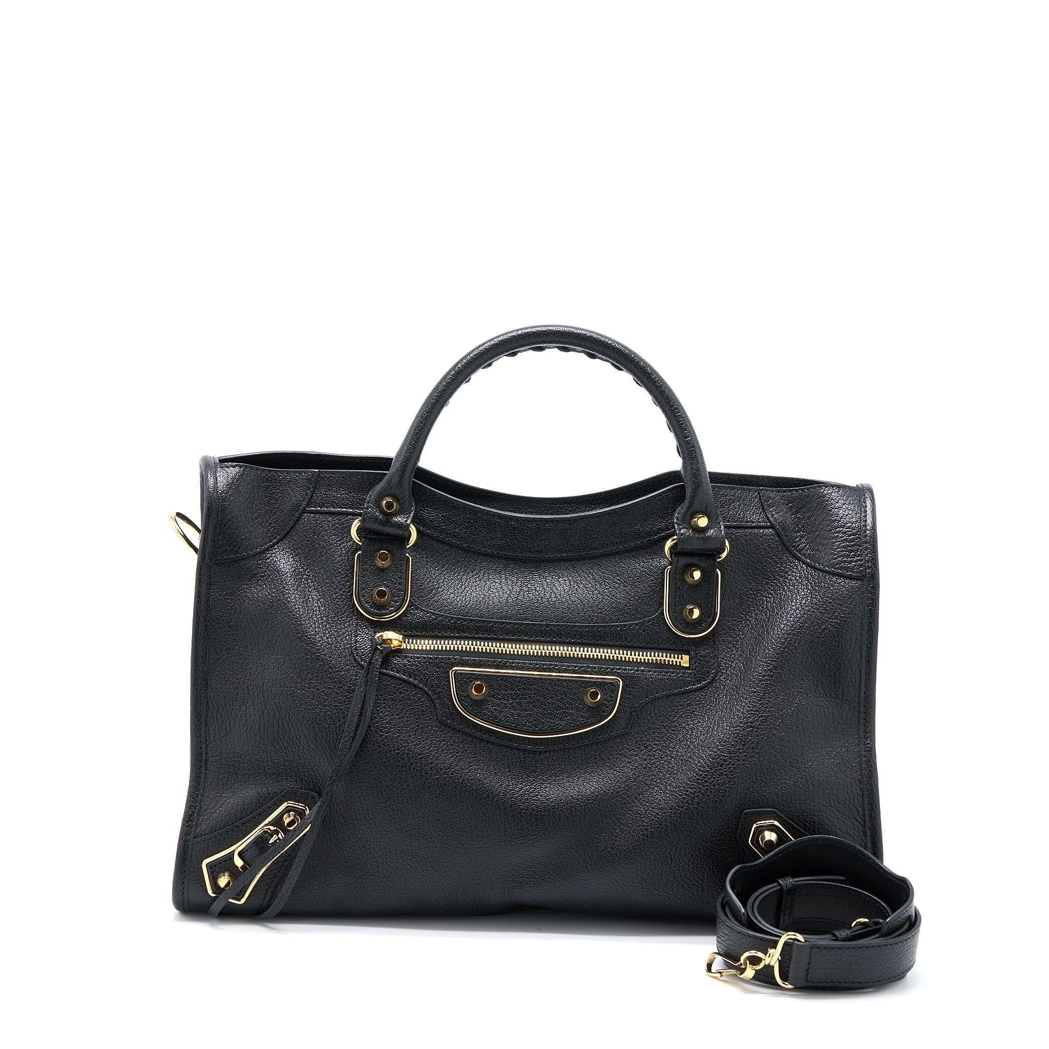 BALENCIAGA EDGE CITY BAG GOATSKIN BLACK GHW