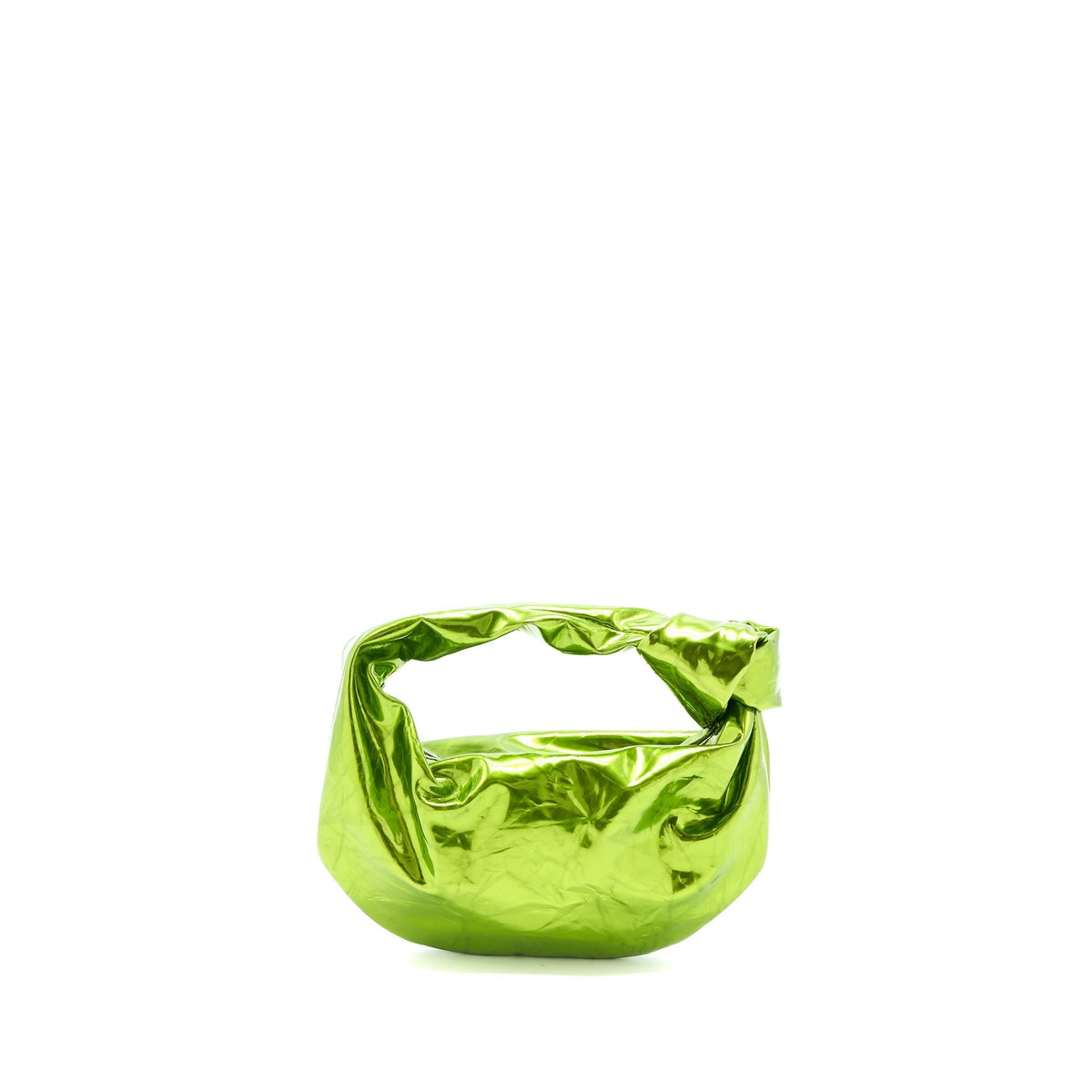 BOTTEGA VENETA MINI JODIE KNOTTED METALLIC GREEN SHW