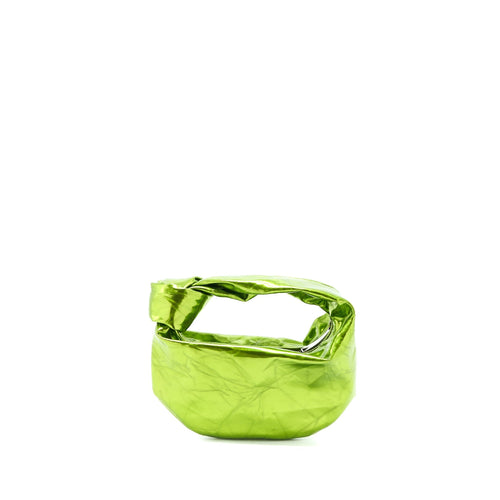 BOTTEGA VENETA MINI JODIE KNOTTED METALLIC GREEN SHW