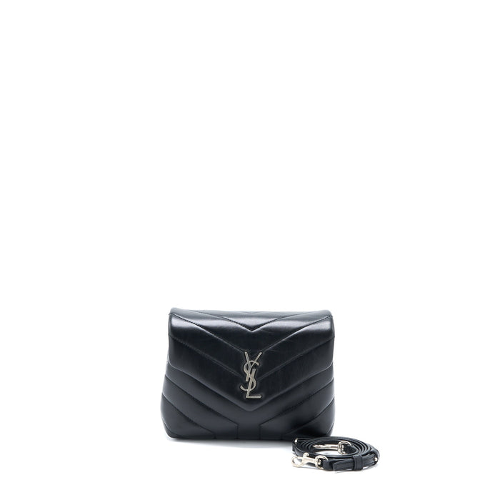 SAINT LAURENT LOULOU TOY STRAP BAG CALFSKIN BLACK SHW