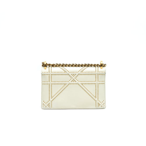 DIOR DIORAMA STUDDED LAMBSKIN SMALL WHITE WITH GHW