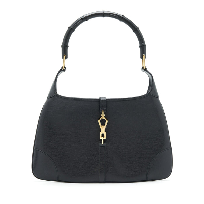 GUCCI VINTAGE JACKIE WITH BAMBOO HANDLE BLACK GHW