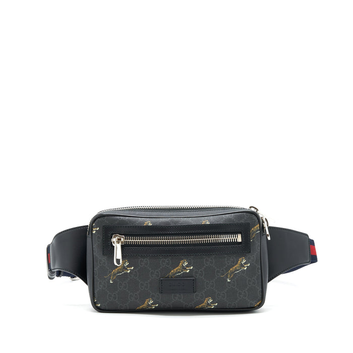 GUCCI GG SUPREME/ TIGER BELT BAG BLACK SHW
