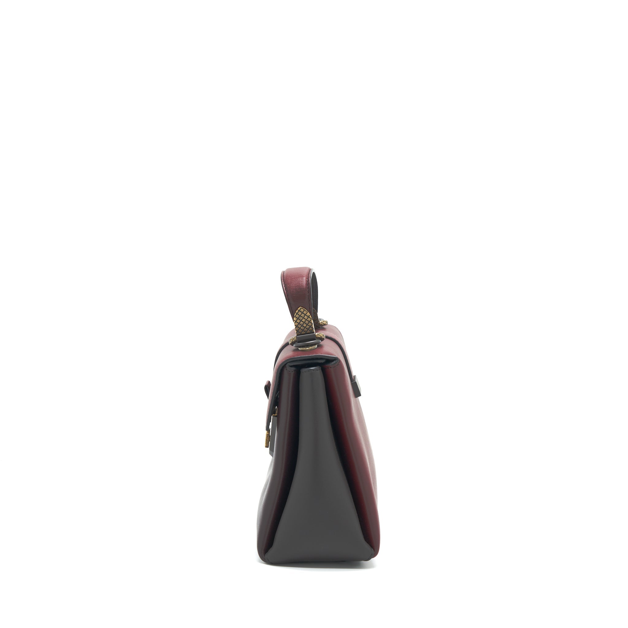 BOTTEGA VENETA PIAZZA TOP HANDLE BAG BURGUNDY