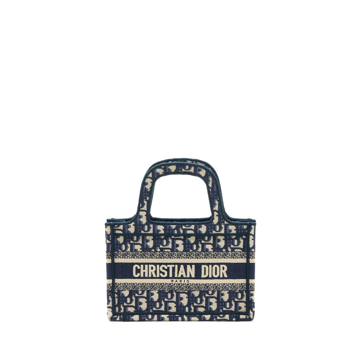 DIOR MINI BOOK TOTE BLUE OBLIQUE EMBROIDERY