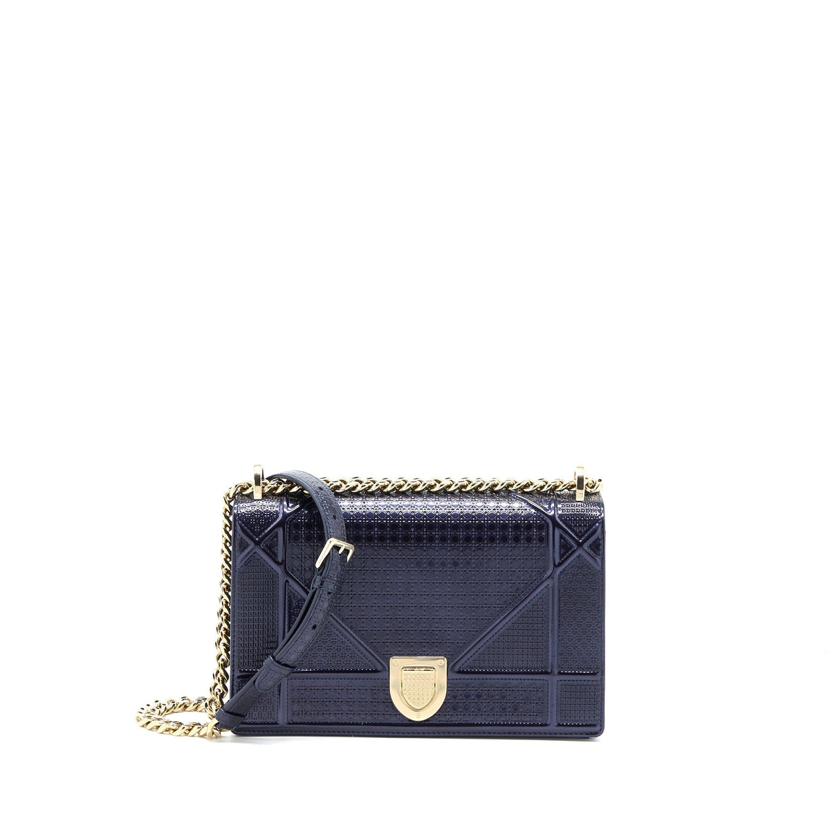DIOR MEDIUM DIORAMA CALFSKIN METALLIC NAVY LGHW