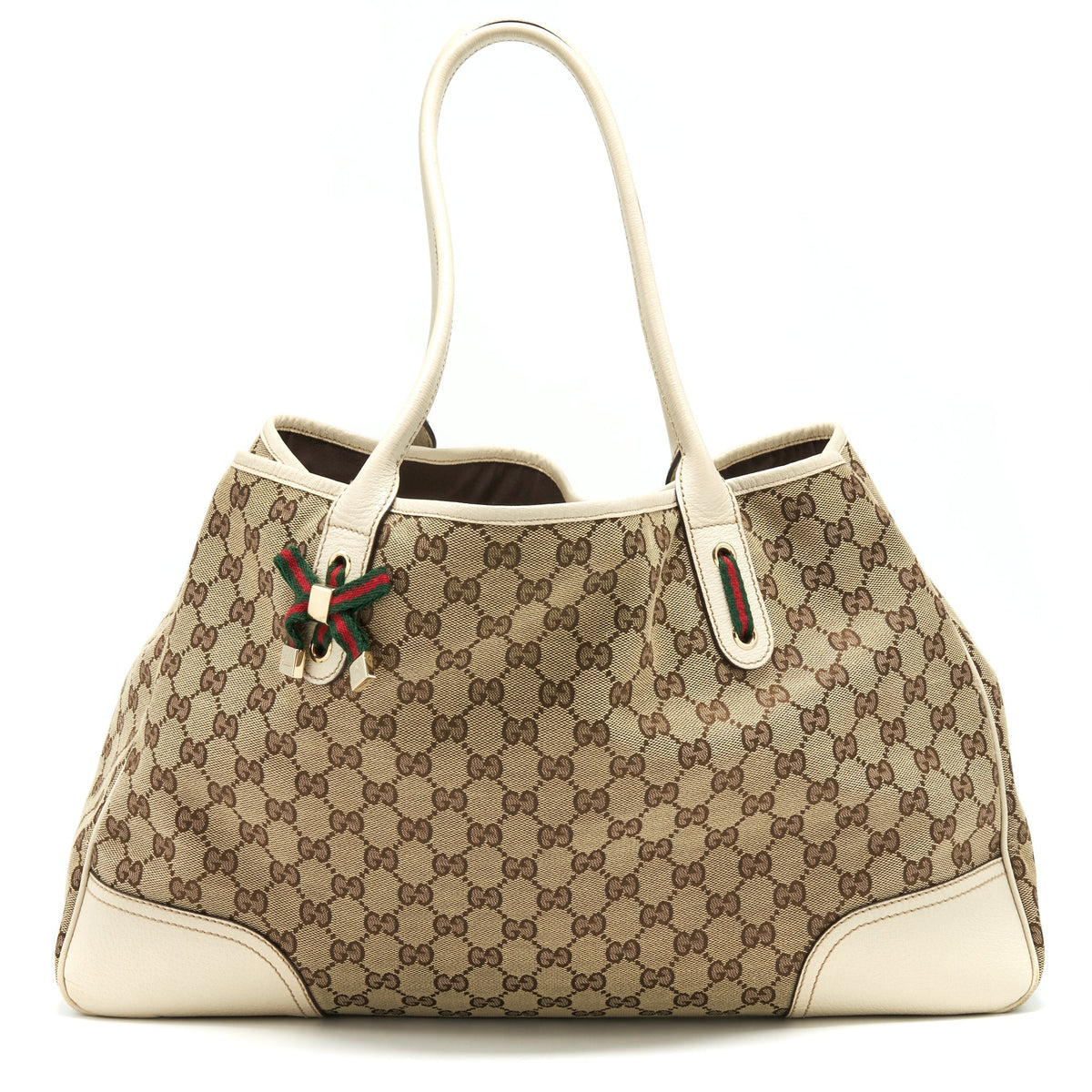 GUCCI PRINCY TOTE BAG GG SUPREME CANVAS/ WHITE GHW