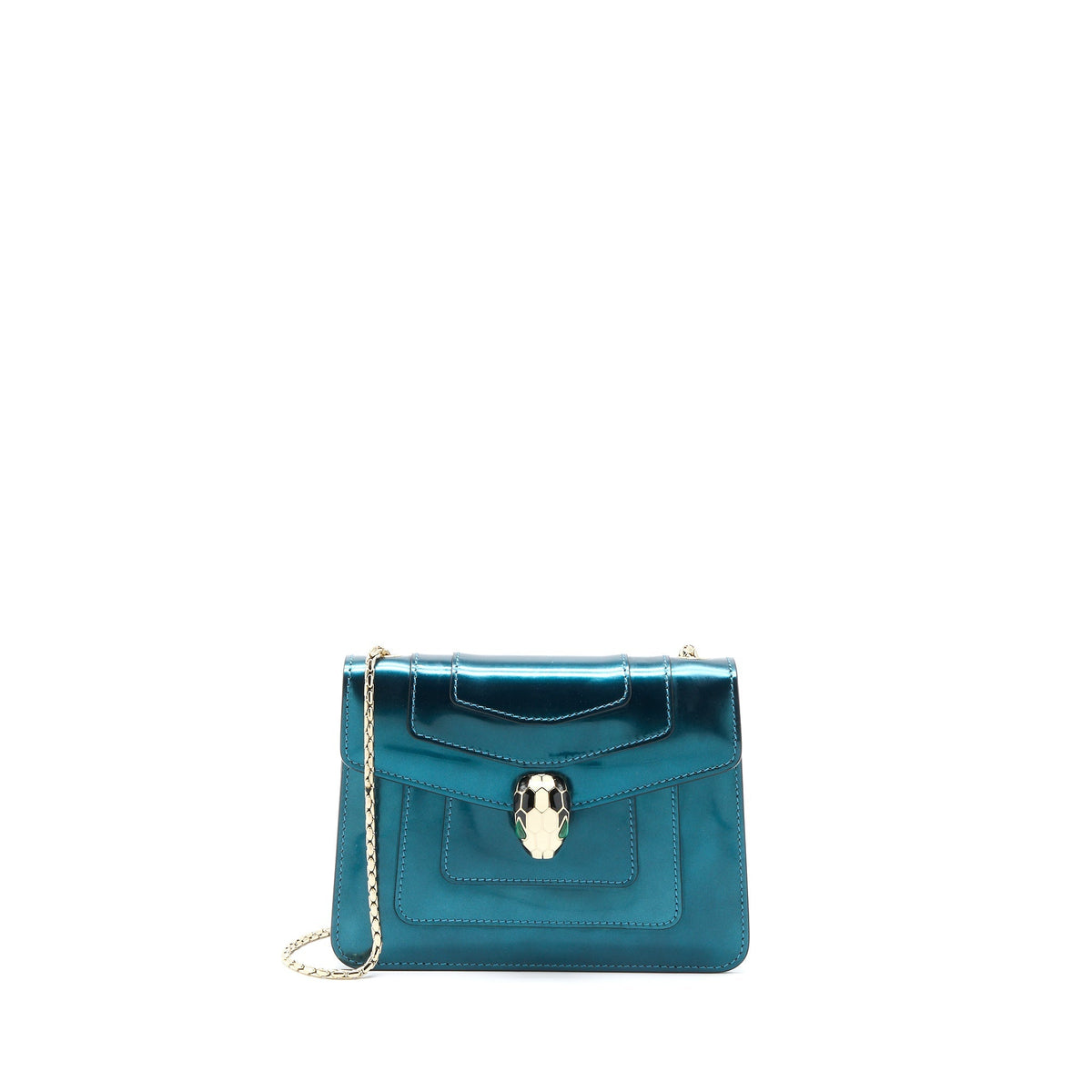 BVLGARI SERPENTI FOREVER CROSSBODY BAG PATENT GREEN LGHW