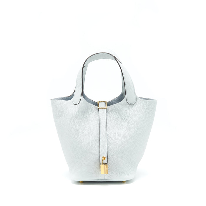 HERMES PICOTIN 18 LOCK BAG BLUE PALE GHW