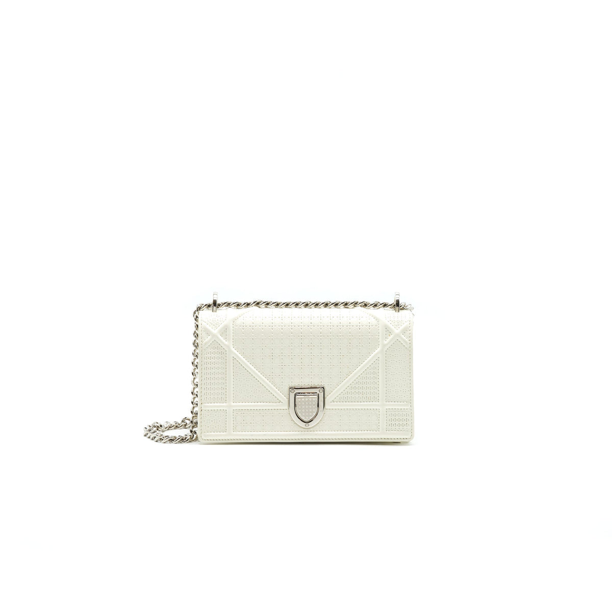 DIOR MINI DIORAMA BAG WHITE WITH SHW