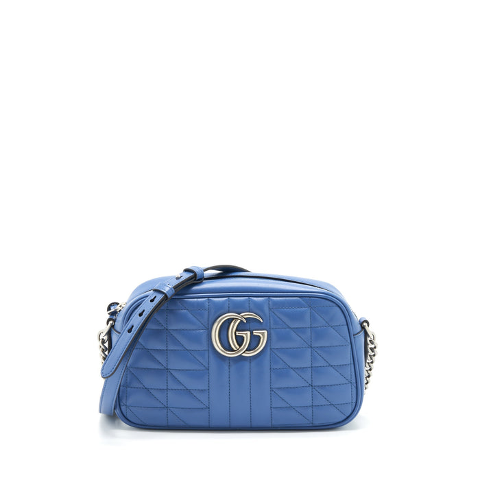 GUCCI GG MARMONT MATELASSE SHOULDER BAG BLUE SHW