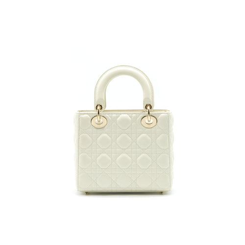 CHRISTIAN DIOR SMALL LADY DIOR CREAM WITH LGHW