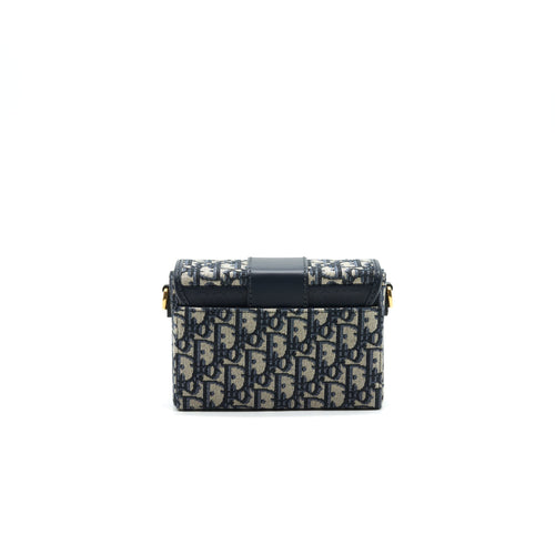 CHRISTIAN DIOR 30 MONTAIGNE BOX BAG OBLIQUE CANVAS BLUE