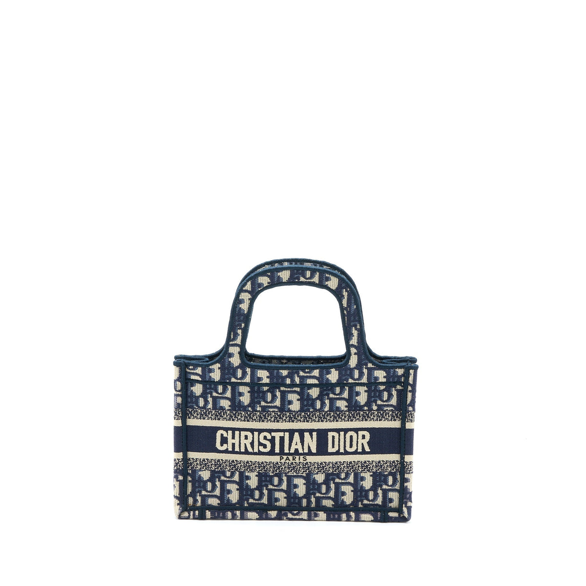 DIOR MINI BOOK TOTE BLUE OBLIQUE EMBROIDERY