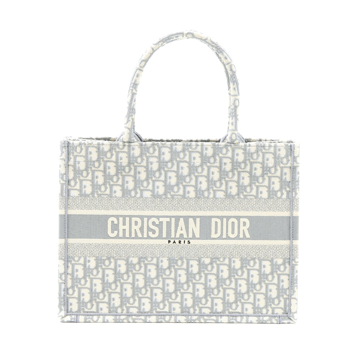 DIOR MEDIUM BOOK TOTE DIOR OBLIQUE EMBROIDERY CANVAS GREY