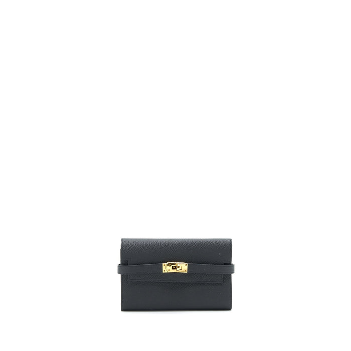 HERMES KELLY WALLET COMPACT WALLET BLACK GHW