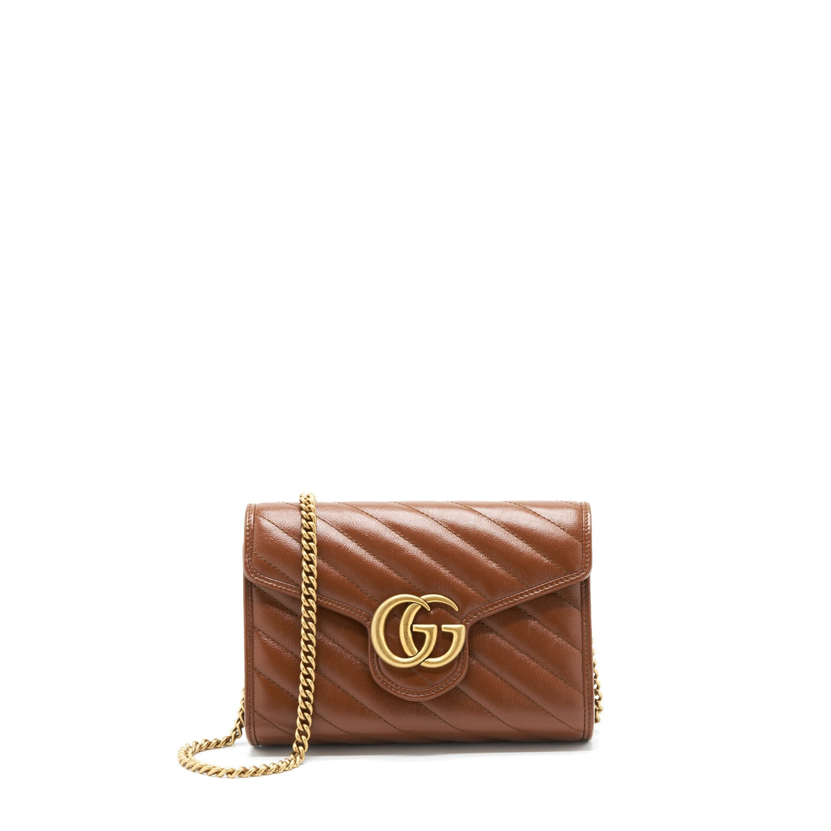 GUCCI GG MARMONT MATELASSE MINI BAG CALFSKIN BROWN GHW