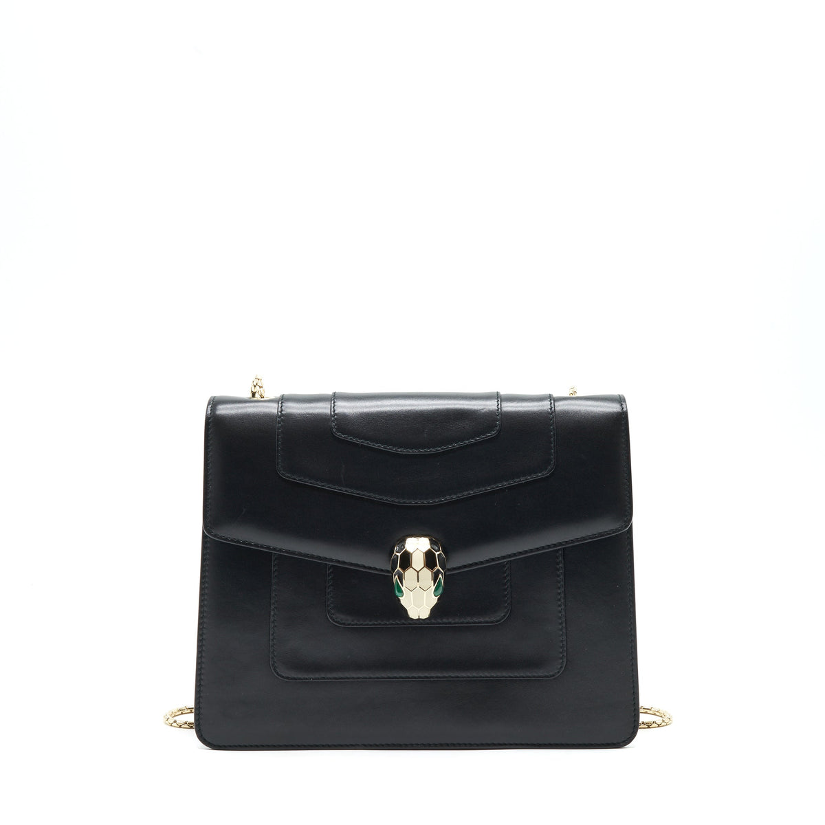 BVLGARI SERPENTI FOREVER FLAP BAG LARGE BLACK GHW