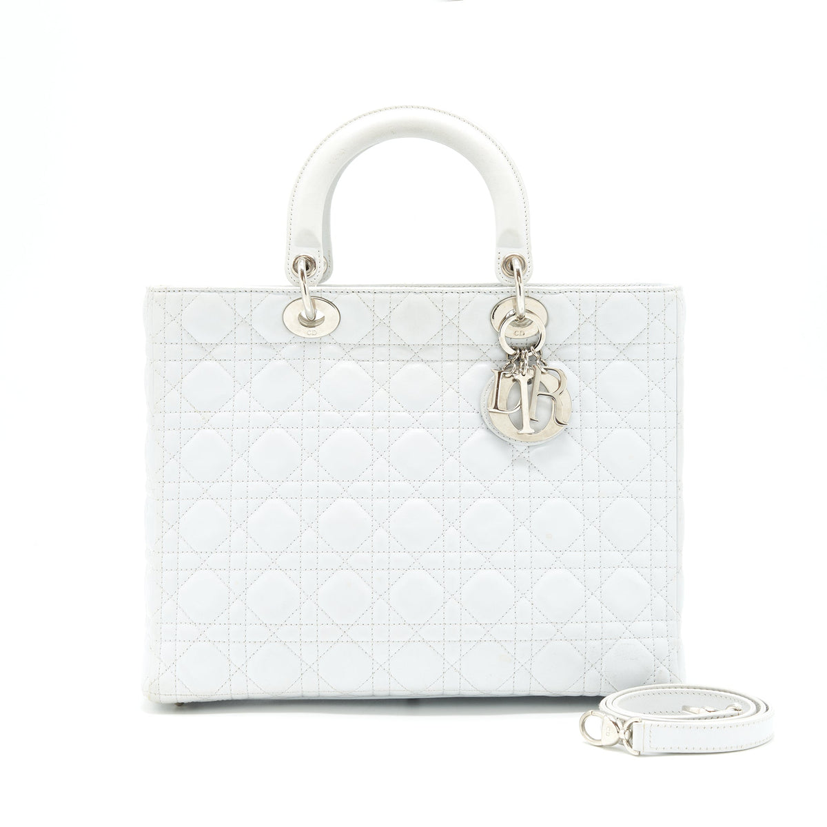 DIOR LADY DIOR BAG LARGE IN WHITE SHW