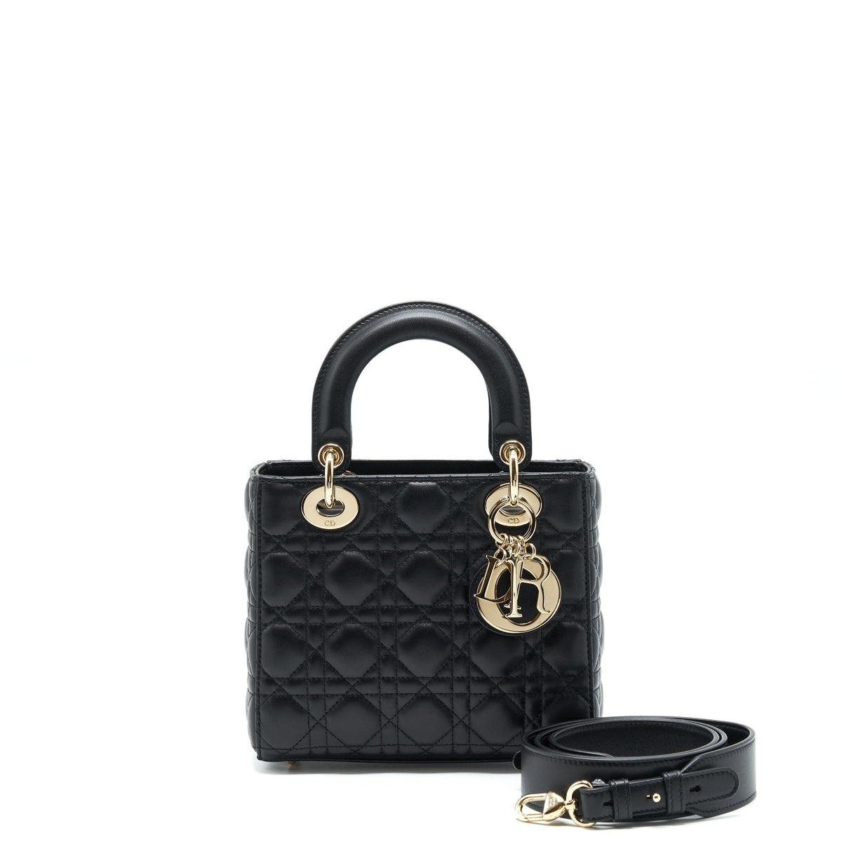 DIOR SMALL LADY DIOR LAMBSKIN BLACK LGHW