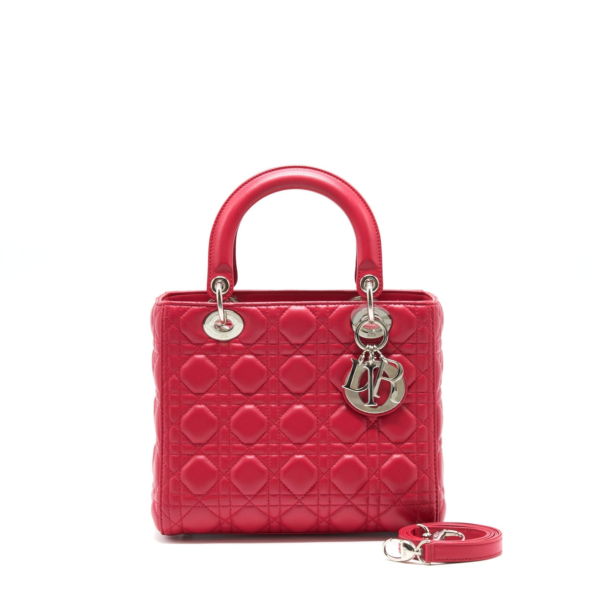 DIOR MEDIUM LADY DIOR LAMBSKIN PINK SHW
