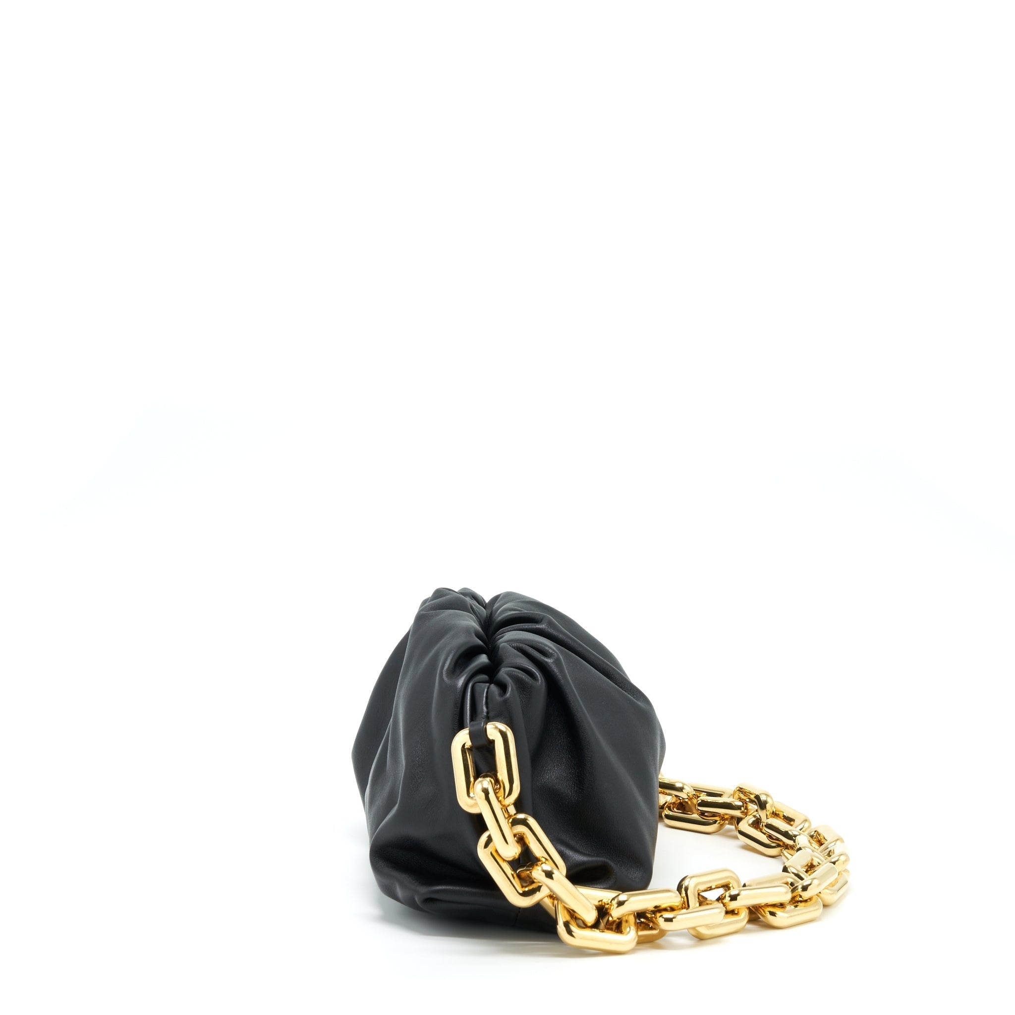 BOTTEGA VENETA CHAIN POUCH CALFSKIN BLACK GHW