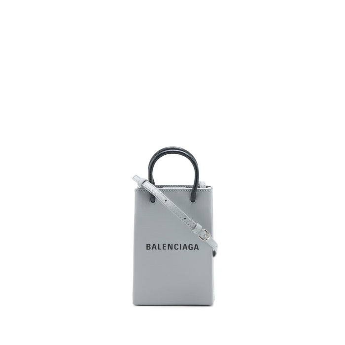 BALENCIAGA MINI SHOPPING PHONE POUCH GREY SHW