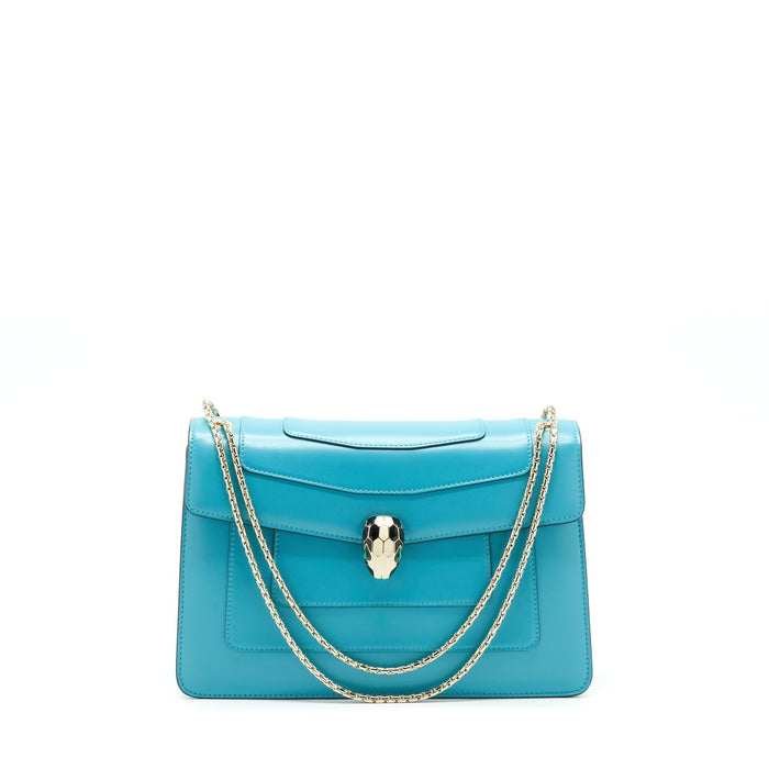 BVLGARI SERPENTI FOREVER SHOULDER BAG CALFSKIN BLUE SHW